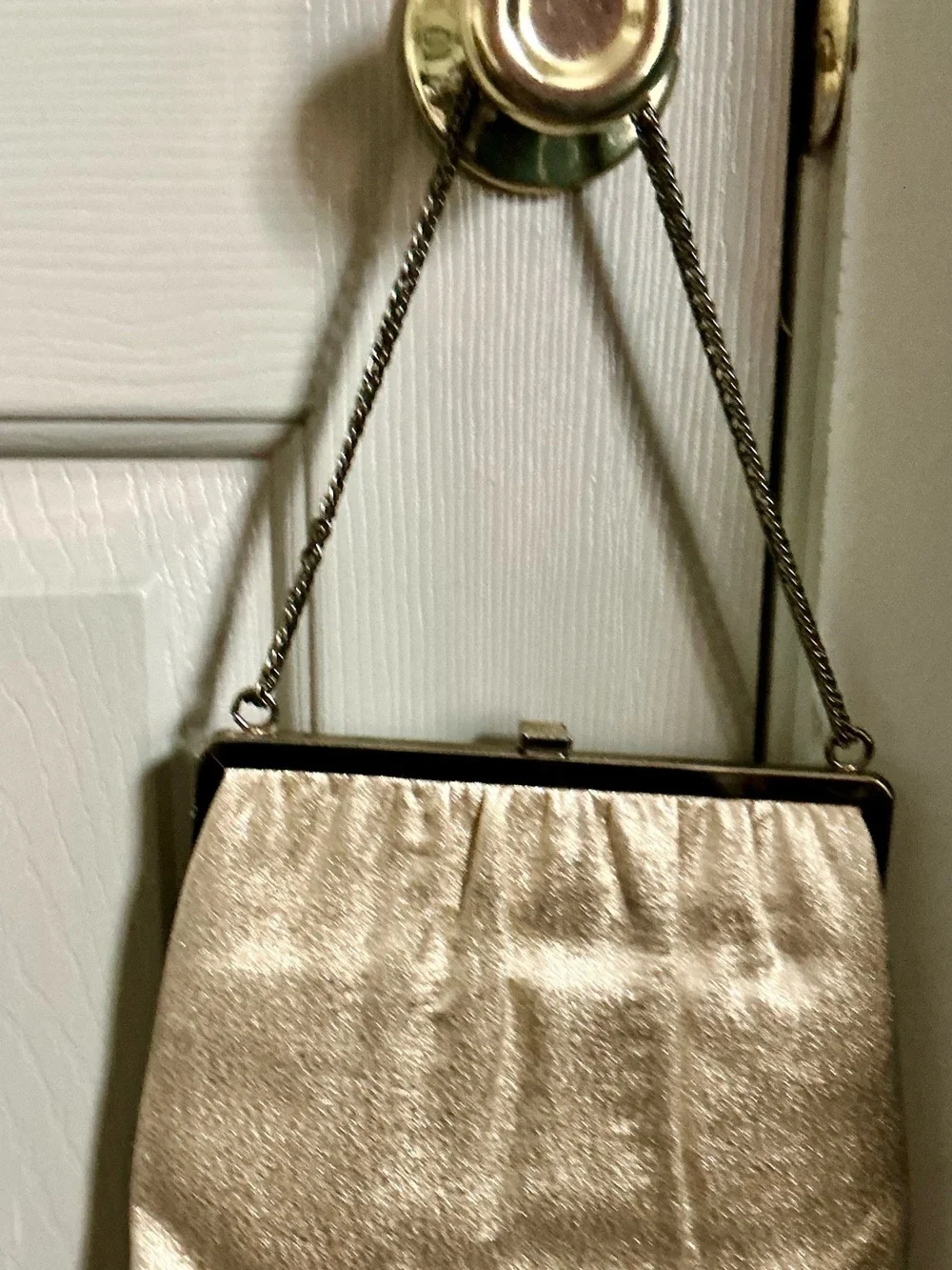Gold Evening Frame-Top Chain Clutch